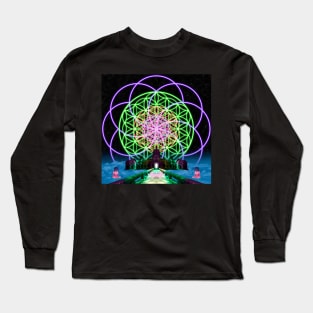 Sacred Geometry - Flower of Life - Road to Awe Remix Long Sleeve T-Shirt